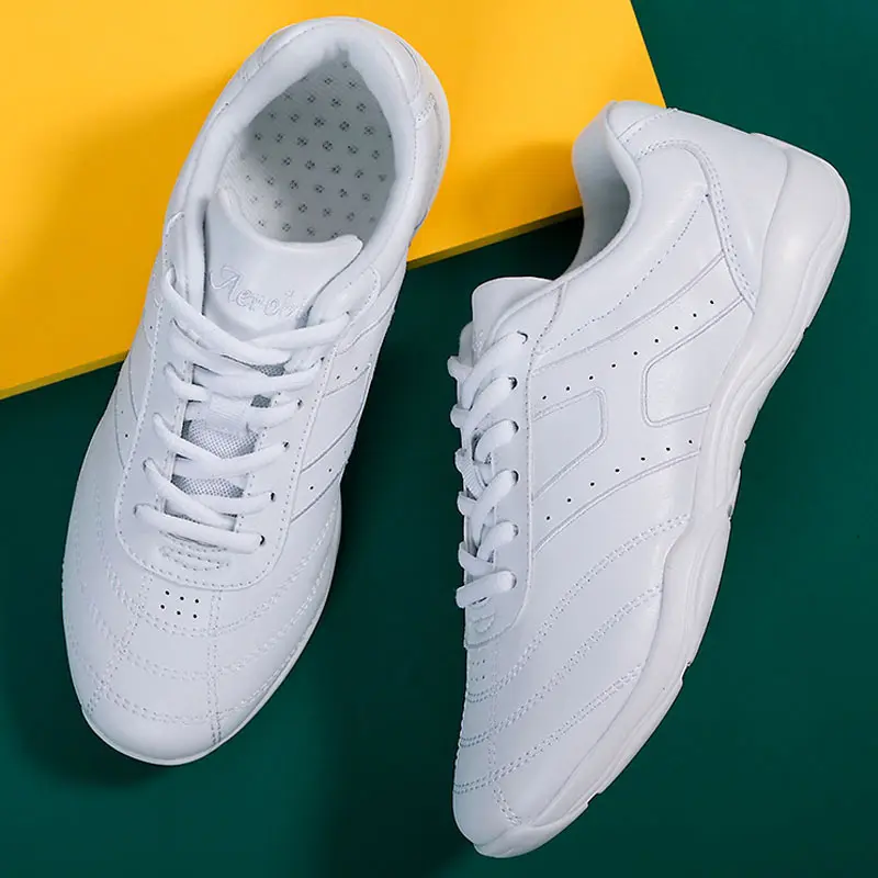 White Women Aerobics Dance Shoes Girls Sneakers Competitive Training Fitness Sports Shoes Soft Sole Ladies Jazz Dancing Shoes