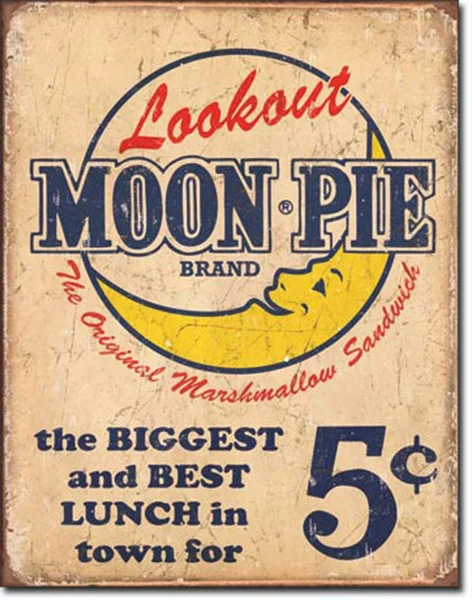 

Moon Pie The Original Marshmallow Sandwich Metal Sign Tin Vintage Style Decor