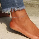 Ножной браслет USTAR Женский, браслеты на ногу до щиколотки из нержавеющей стали с бусинами, цепочка для ног, летние пляжные украшения для босых ног