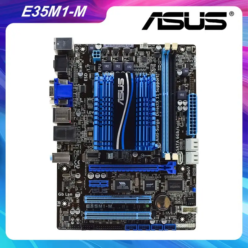 

ASUS E35M1-M заate AMD FCH A50 материнская плата для настольного ПК DDR3 8G AMD Fusion E-350 APU DVI HDMI 14 × USB2.0 5 ×SATA III PCI-E X16 слот