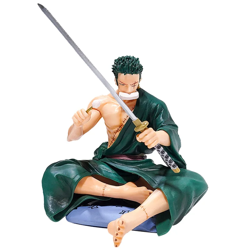 

Japan Anime One Piece Figure Roronoa Zoro Figurine Finished Goods PVC Seated Version Figurine Collection Model Toys Figura 17CM