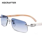 HDCRAFTER мужские и женские солнцезащитные очки в оправе с натуральными рожками, без оправы, высокое качество, квадратные мужские солнцезащитные очки UV400