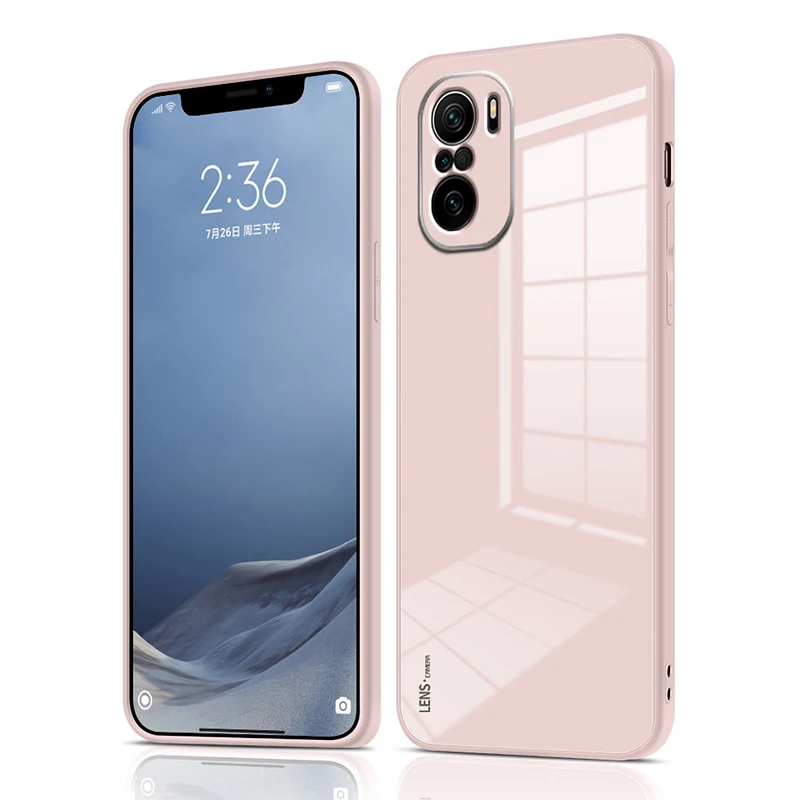 Закаленное стекло задняя крышка чехол для Xiaomi POCO F3 5G Глобальный мягкий