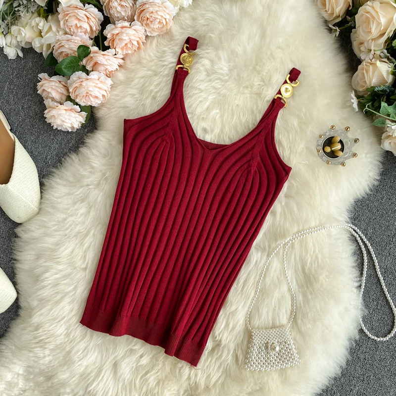 

2021 V-neck Halter Sexy Camisole Top 2020 Summer Women Sexy off-Shoulder Solid Color Sleeveless CamisWomen's Clothing Tanks Tops