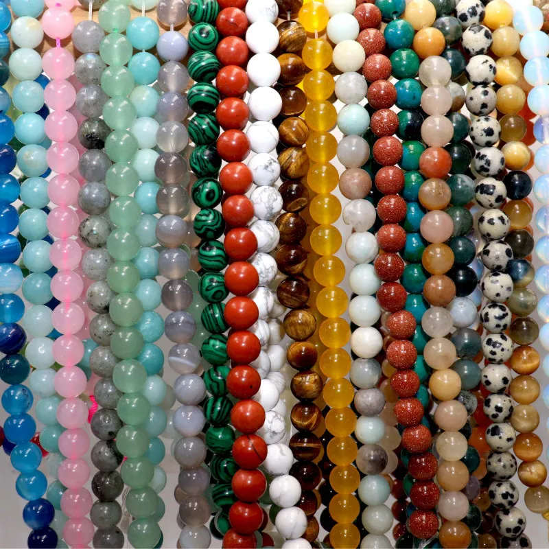 

Wholesale 4 6 8 10 MM Natural Stone Beads Lava Tiger Eye Agates Lapis lazuli Loose Stone Beads For Jewelry DIY Bracelet Necklace