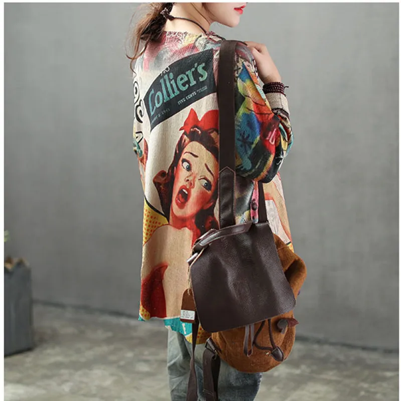 Женский свободный вязаный свитер в стиле ретро повседневные пуловеры с круглым