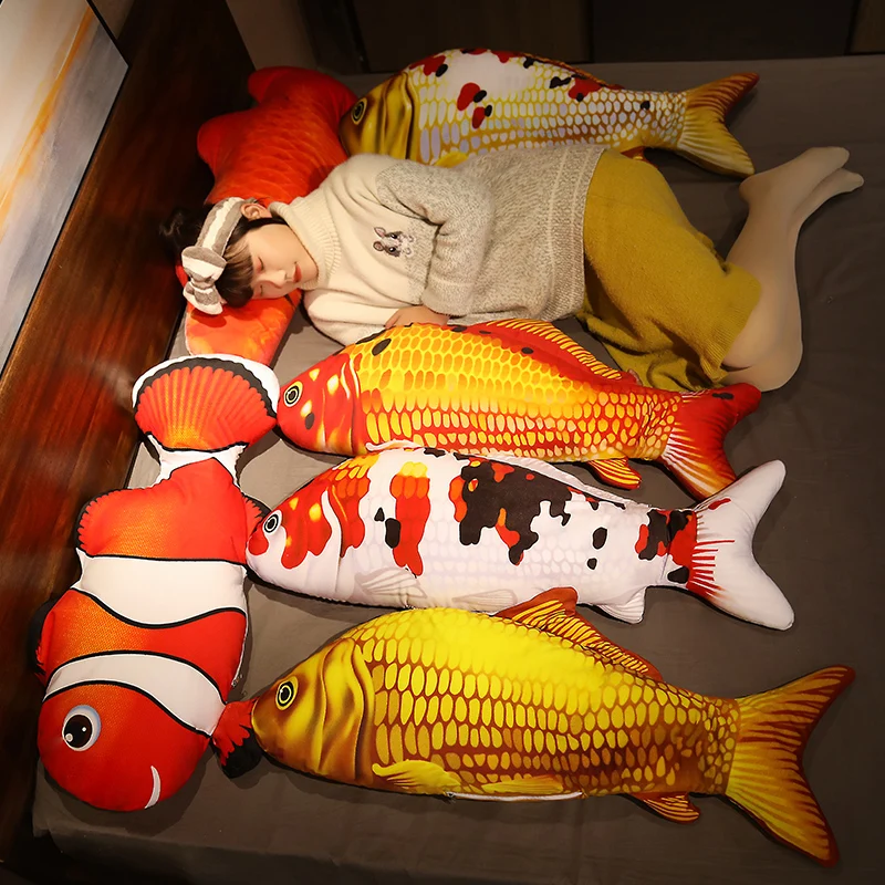 

1pc 75 / 95cm cute cartoon fish plush pillow doll simulation foam particles filling fish cushion children gift home