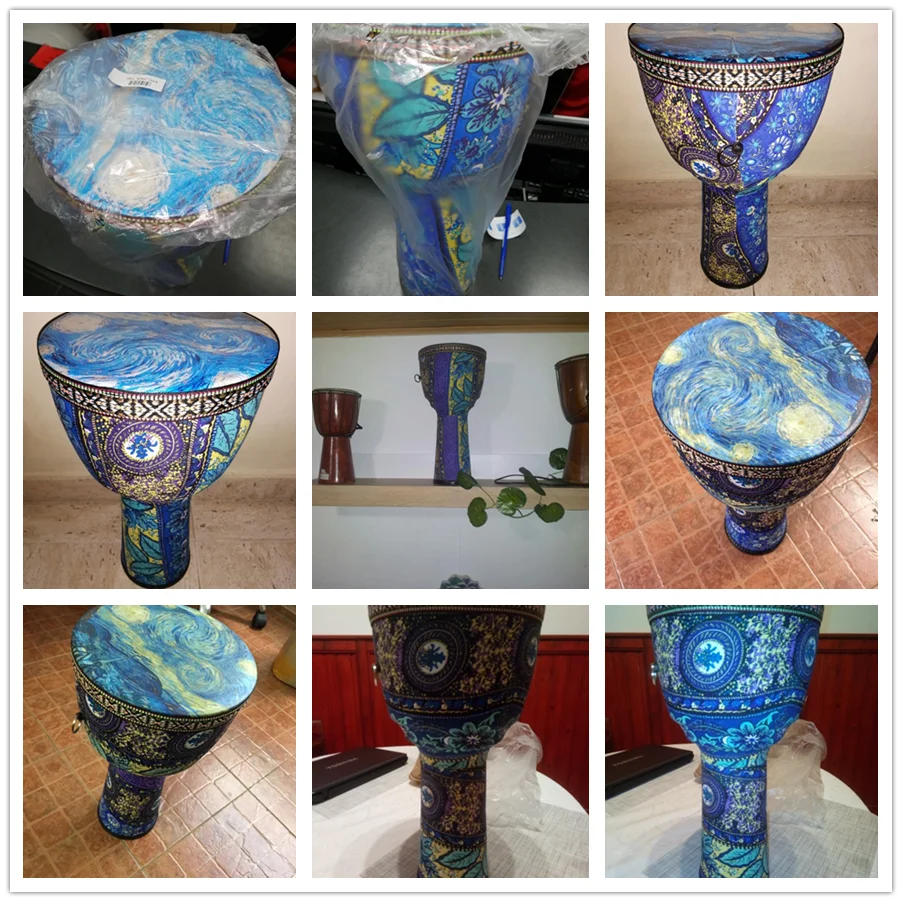8 дюймов красивый африканский Djembe барабан красочная Ткань Искусство ABS баррель ПВХ кожа для детей ручной барабан музыкальный инструмент