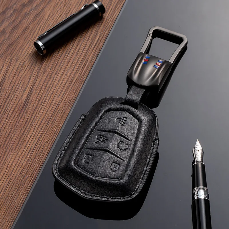 

New Luxury Genuine Leather Case Cover for Cadillac XT4 XT5 CT6 CTS XTS XLR SRX STS Car Accessories Key Chains Holder Shell Bag