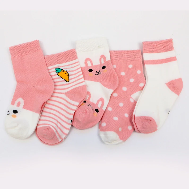 5 пар/лот синие хлопковые детские носки с кроликом для мальчиков и девочек
