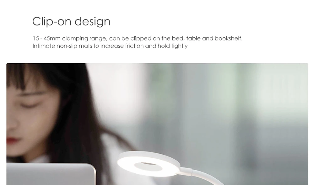 Xiaomi Yeelight светодиодный настольный светильник с зажимом, ночник, светильник, USB Перезаряжаемый, 360 градусов, Регулируемая лампа для чтения, для спальни