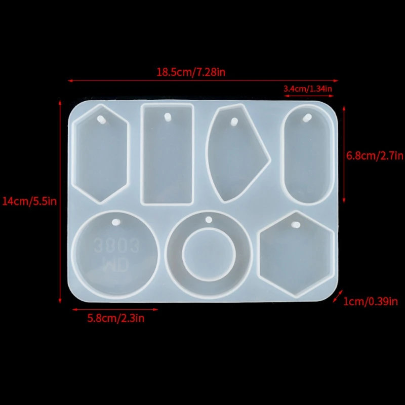

Large 6-Cavity Jewelry Silicone Mold with Hole for Polymer Clay Crafting Epoxy Pendant Earrings Jewelry Keychain Making