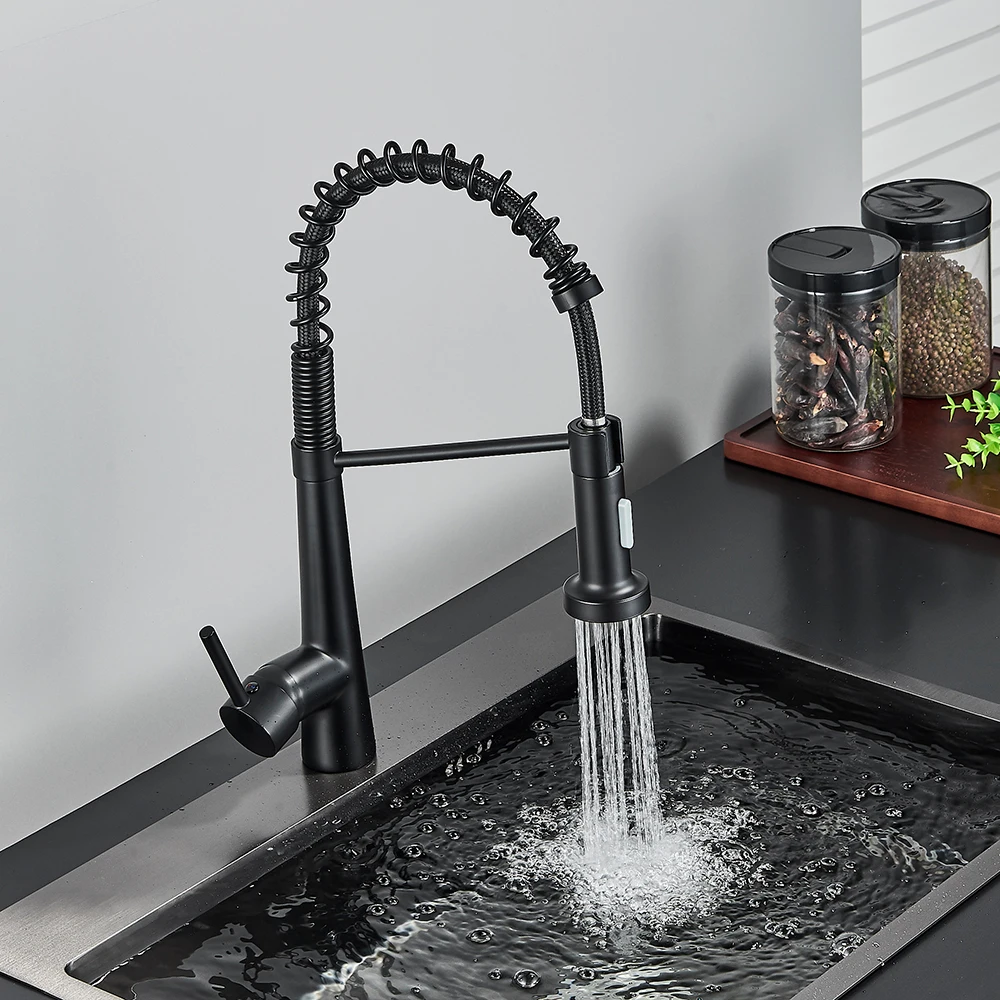 Черный кухонный смеситель матовый вытяжной кран для раковины крепление на