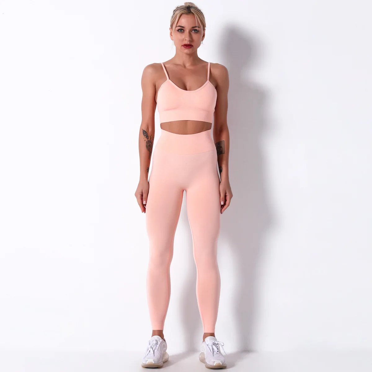 

2 Piece Set Women Seamless Gym Wear Sports Bra Legging Long Workout Suit Sexy Sportswear Fitness Gym Set Ensemble Sport Suit