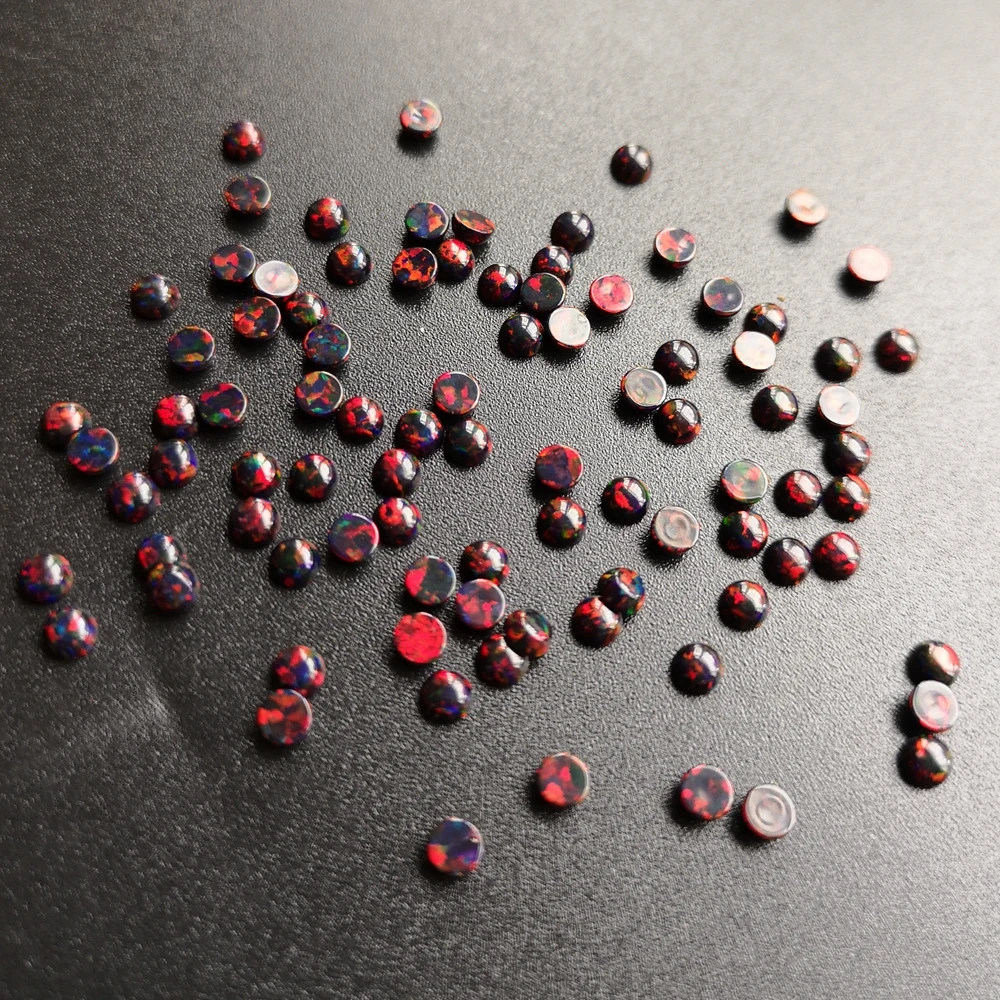 200 шт./лот 3 мм синтетический круглый черный огненный опал op71 Опал для тела