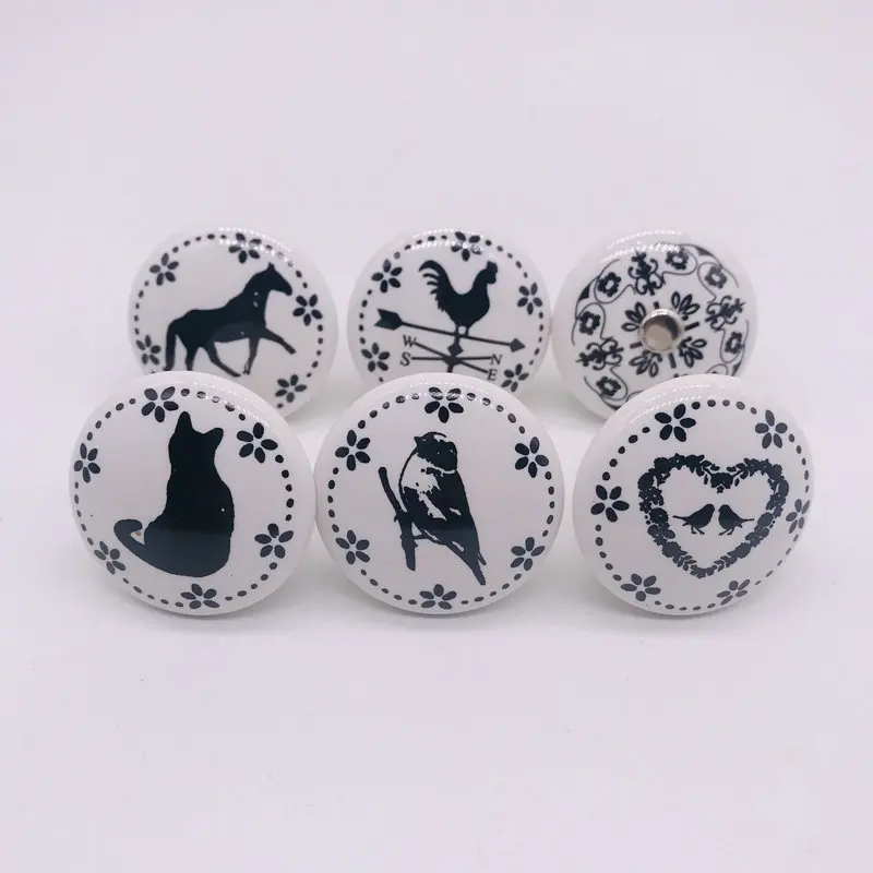 1x креативная фарфоровая круглая ручка для кухонной мебели белая керамика и