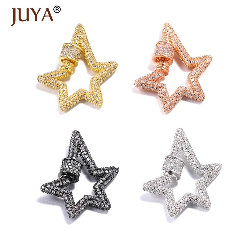 

Juya Zircon Fastener Screw Clasp Lock Hook Spiral Star Clasps Accessories for DIY Luxury Jewelry Making Woman Necklace Made