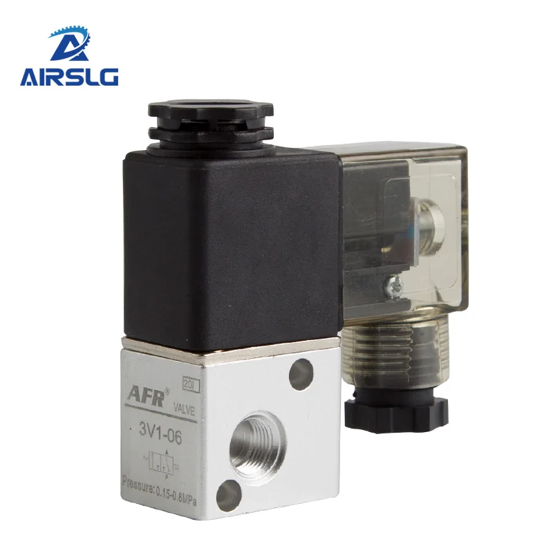 

3V1-M5/06/08 2 Position 3 Way Pneumatic Solenoid Valve Normally Closed M5 1/8 1/4 Pneumatic Control Valve DC12V 24V AC 110V 220V