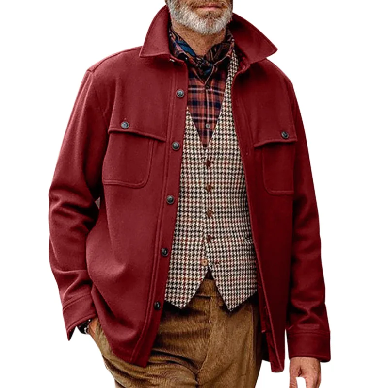 

Мужская однотонная приталенная куртка, однобортная осенняя куртка с длинным рукавом и воротником с лацканами, кардиган, верхняя одежда, 2021