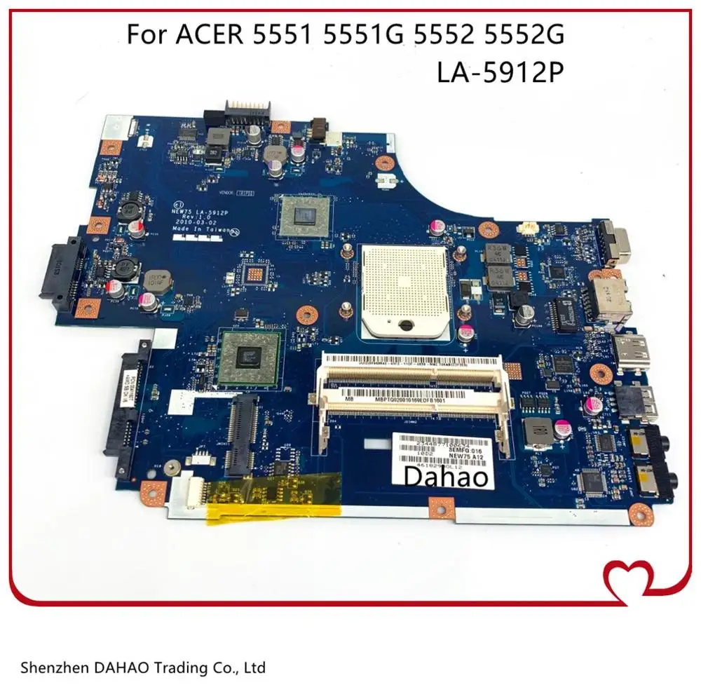 Для Acer aspire 5251 5551 5552 5551g 5552G NEW75 LA 5912P Материнская плата ноутбука DDR3 100% полностью