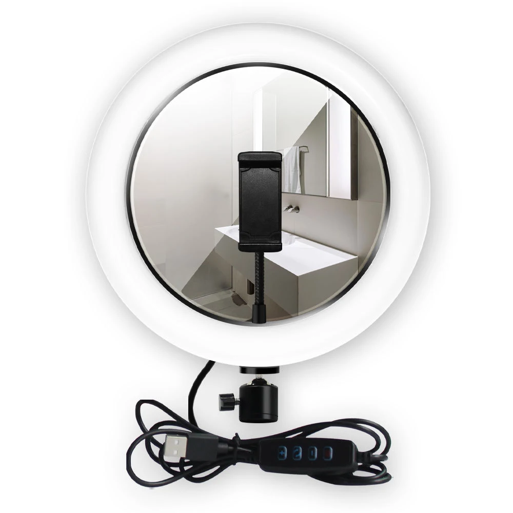 Светодиодный кольцевой светильник со штативом с зеркалом для макияжа