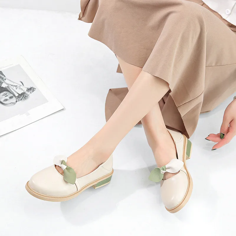 

Round Toe All-Match Summer Shoes Ladies Shallow Mouth 2021 Fashion Women's Elegant Casual Female Sneakers Oxfords Bow-Knot Flats