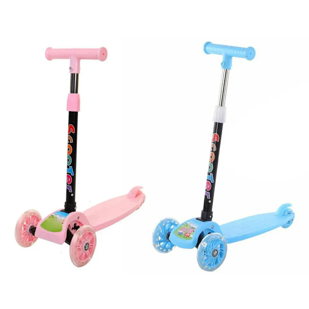 Детский скутер для дома и улицы складной детский на 2-8 лет трехколесный мигающий