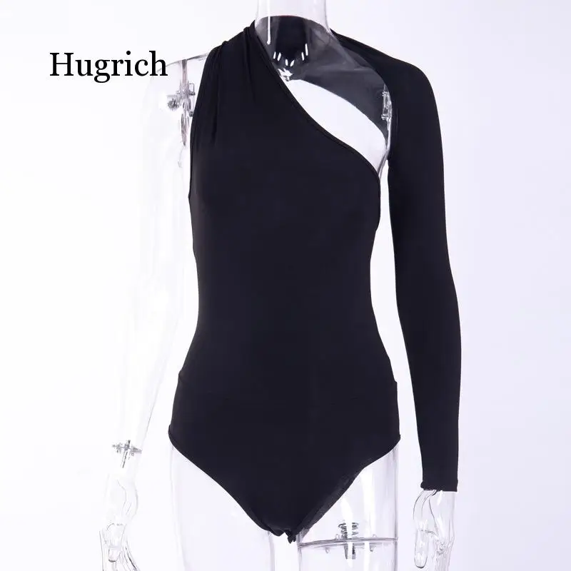 

One Shoulder Sexy Bodysuits Women 2020 Scoop Back Skinny Tight Playsuits One Sleeve Top Button Blouse Beachwear