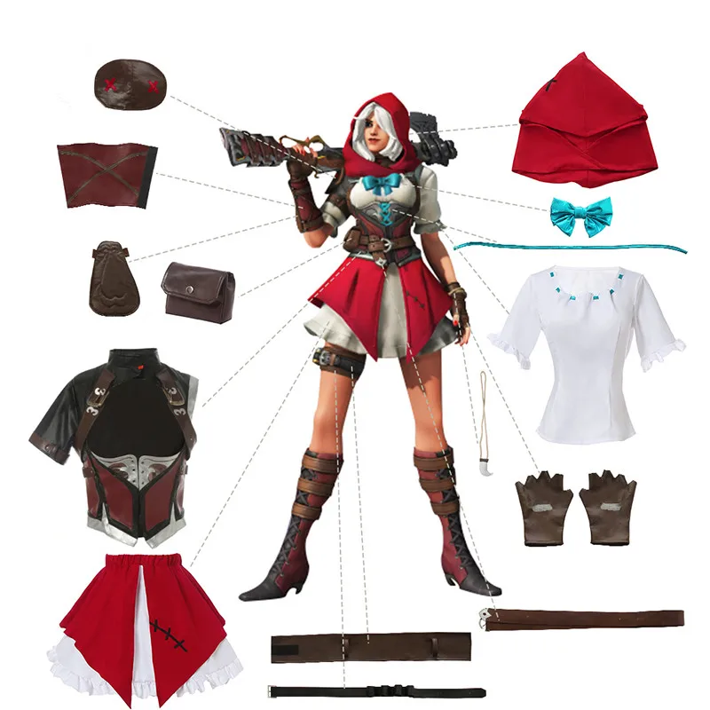 

OW Ashe Little Red Skin Cosplay Costume Christmas Gift For Woman Dress Game Cos Sets Outfits