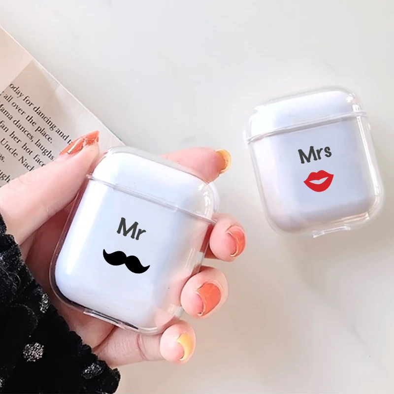 Tansparent чехол для Apple Airpods1/2 s мультяшный узор сердце текстовая линия Беспроводная