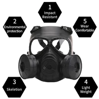 tactical airsoft cs outdoor game paintball match face gas mask protective gas masks respirator with filter exhaust fan flow air