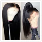 HD прозрачные полные парики шнурка Невидимый парик шнурка отбеленные узлы одиночные узлы предварительно сорванные с волосами младенца прямые волосы Реми парики