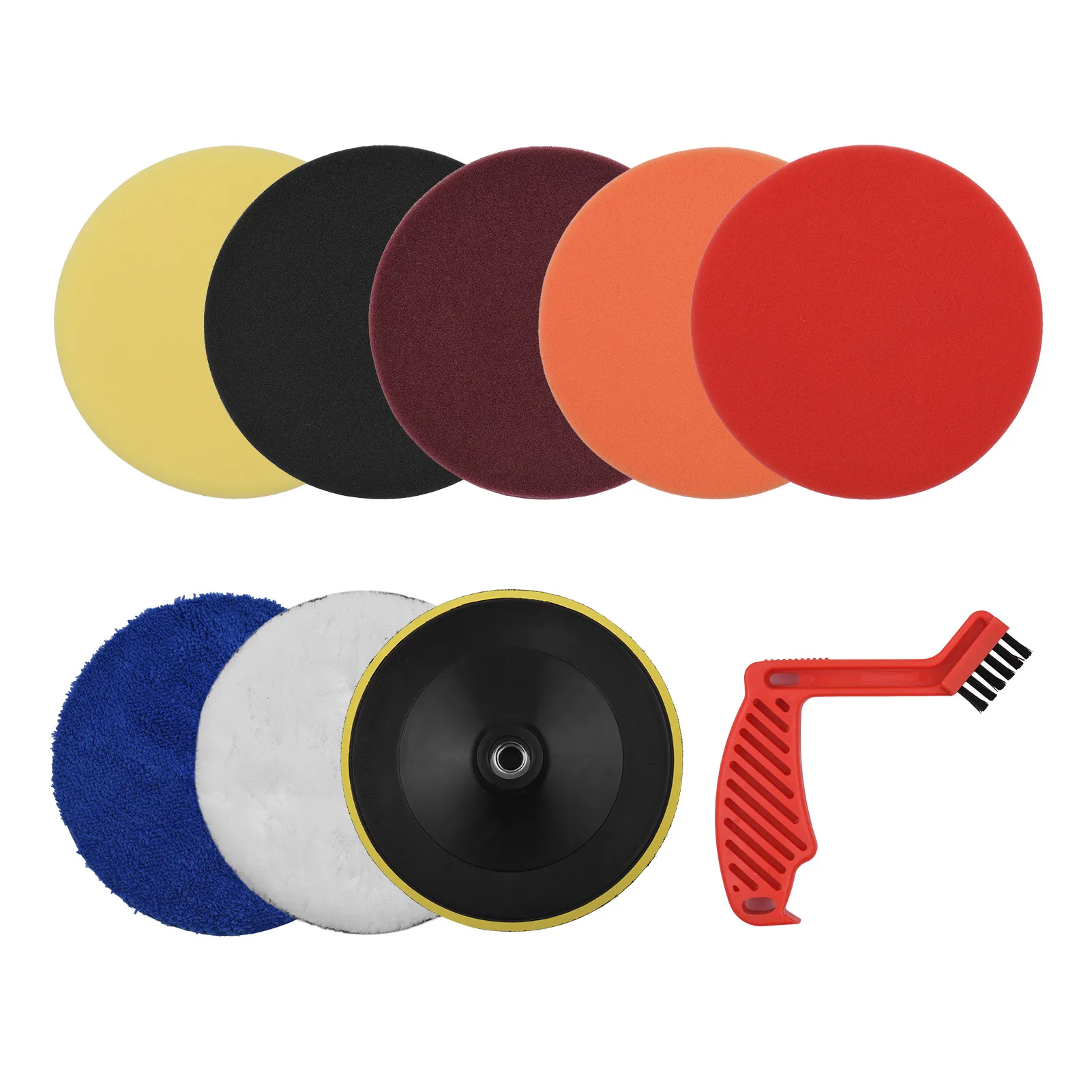 

9Pcs Polishing Pads 7 Inches Large Size Car Foam Buffing Sponge for Yachts with Cleaning Brush Self-adhesive Wool Pads