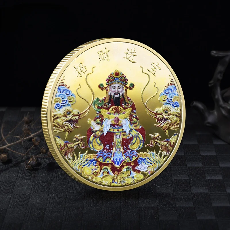 

Chinese Style Embossed Religious God of Wealth Lucky Fortune Coin Commemorative Coin Gold Coins Silver Conis Collectibles
