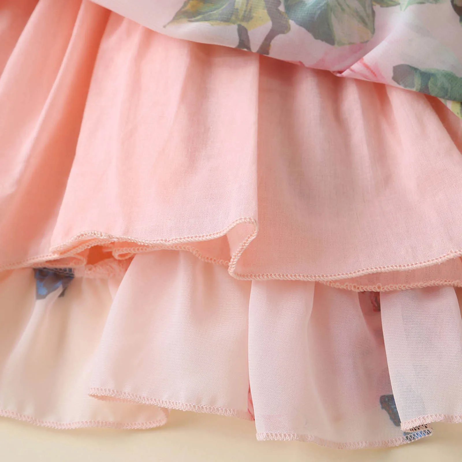 

2021 New Toddler Kids Baby Girls Floral Print Casual Ruffle Slip Dress Party Princess Dress Summer Vogue Baby Clothes