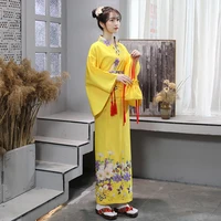 japanese traditional women kimono formal dress improvement kimono long photo kimono performance stage costume
