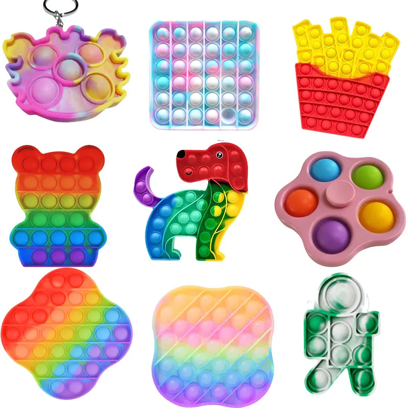 

Funny Lot SizeToy Fidget Toys Push Bubble School Bag Board Pendant Hot Sale Adult Pop Decompression Toy Children Anti-Stress