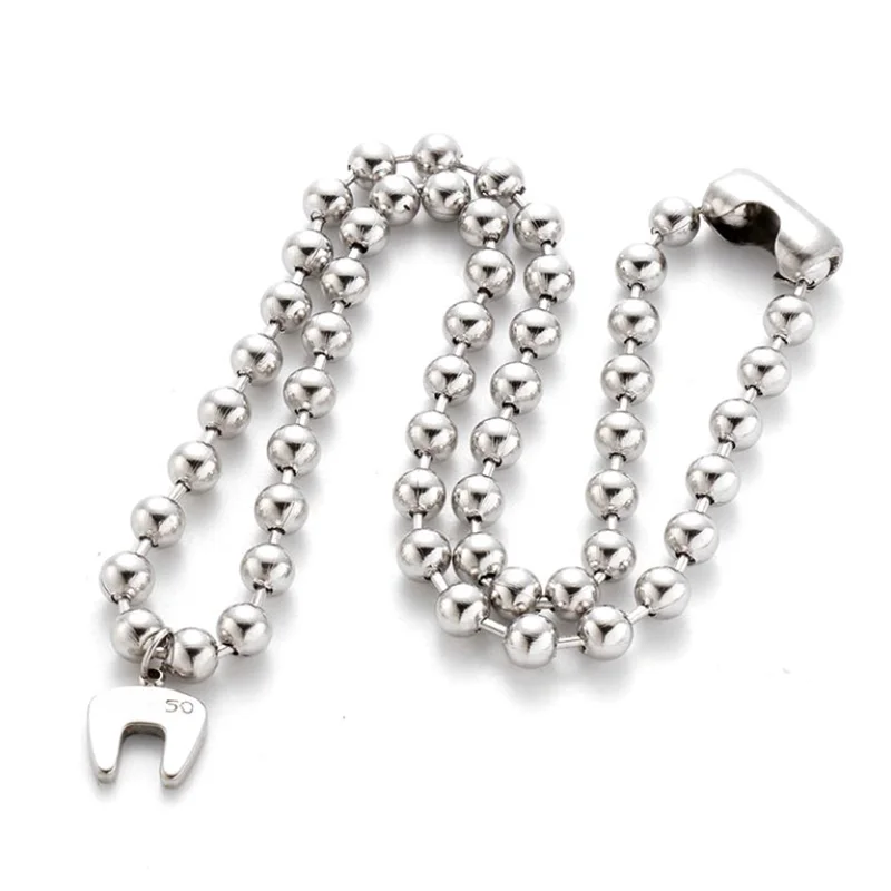 

Fashion Brand Stainless Steel Bead Chain Necklace Choker Simple Lettering Geometric Pendant Men Women Rock UNO Jewelry