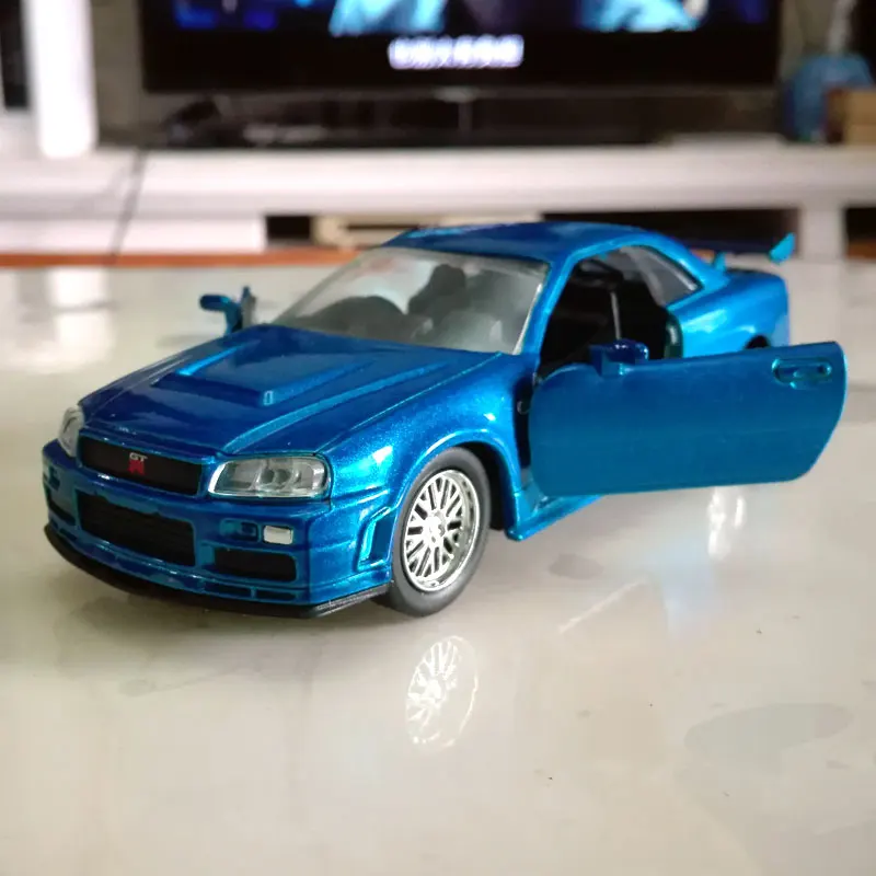 JADA 1/32 масштабные автомобильные игрушки Nissan Skyline GTR R34 литая металлическая модель автомобиля игрушка для подарка/детей/коллекции