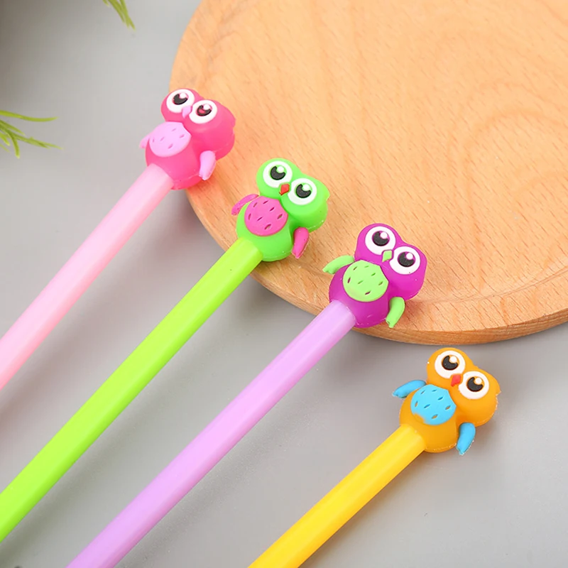 4Pcs 4 шт./лот гелевая ручка в виде совы из мультфильма Kawaii, ручки для письма в виде животных для девочек, подарок, креативные офисные канцелярские принадлежности, школьные принадлежности - Цвет: 4Pcs