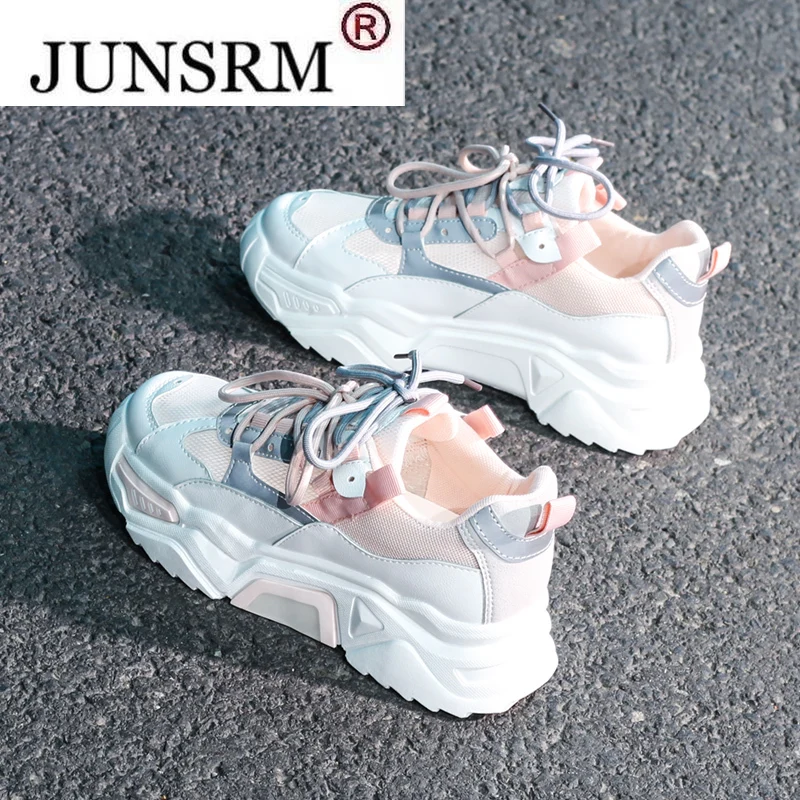 

Women's Chunky Sneakers 2022 Fashion Women Platform Shoes Lace Up Breathable Air Vulcanize Shoes Women Female Trainers Dad Shoes