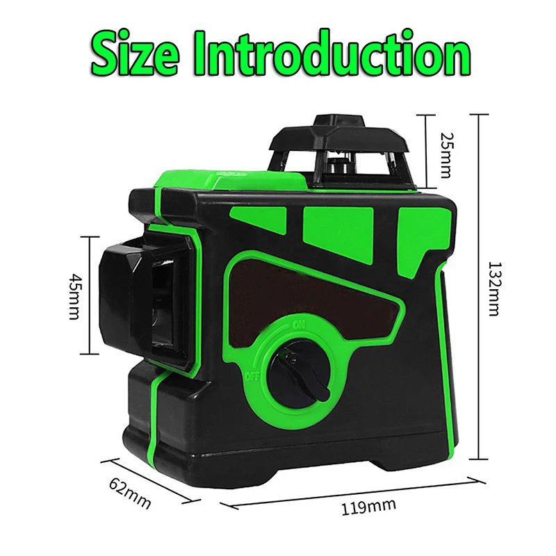 

12 Lines Laser Level 360 Indoor Outdoor Laser Level Self-Leveling 3D Vertical&Horizontal Laser Level Wall Sticking Instrument