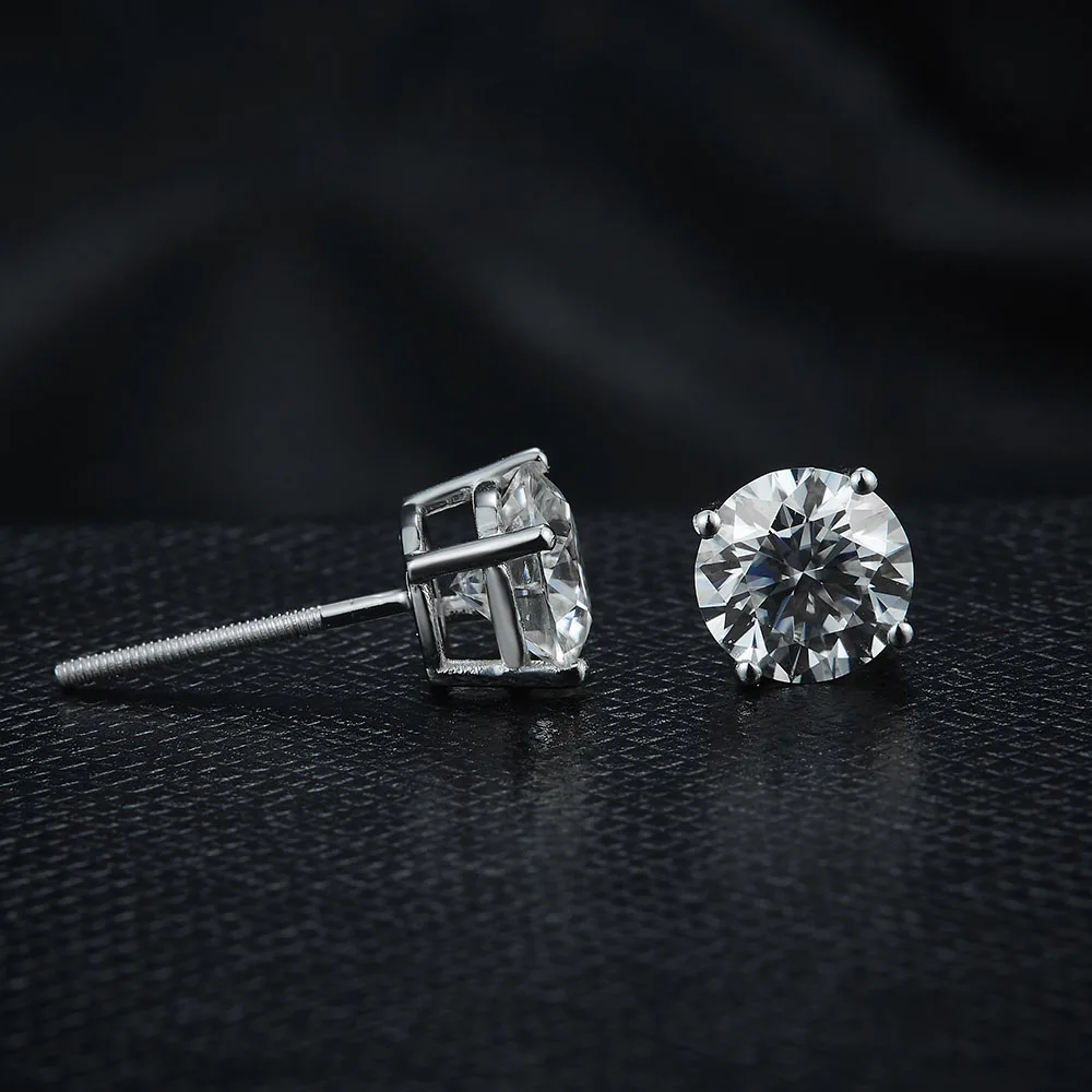 Серьги-гвоздики Genuine14K из белого золота 585 пробы 2 0ctw D с круглыми бриллиантами