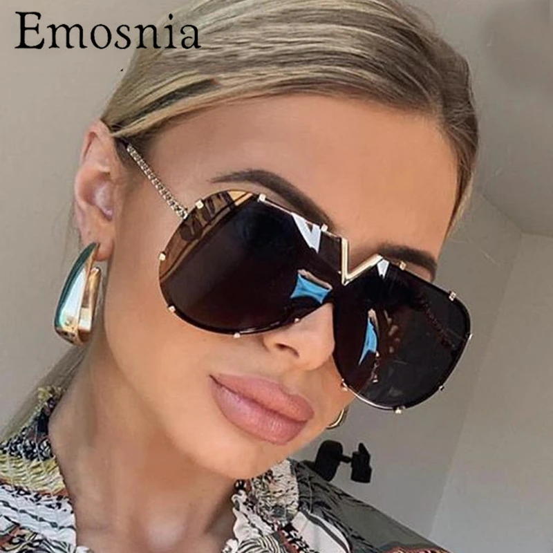 Женские и мужские очки авиаторы с заклепками Emosnia большие цельные солнцезащитные