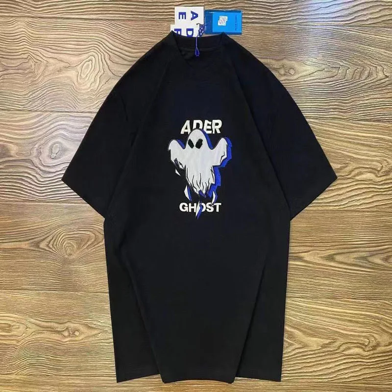 

2021 Streetwear White Embroidery Ghost Ader Error Casual T-Shirt Man Women 1:1High Quality Cotton ADERERROR Tee Tops Tee