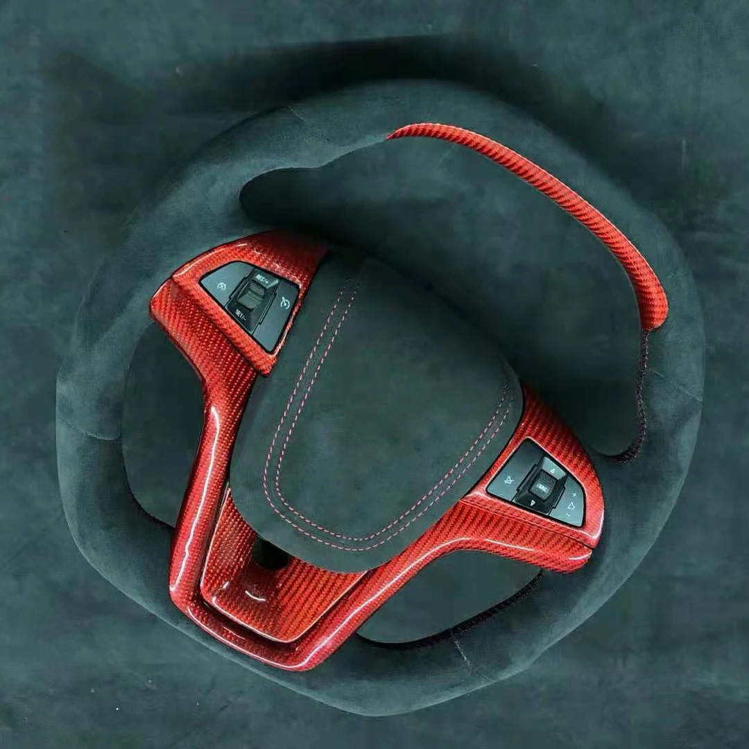 

Cuatomized Gloss/Matt Carbon Fiber Sports Steering Wheel Alcantara Leather compatible for Chevrolet Malibu 2016-2020