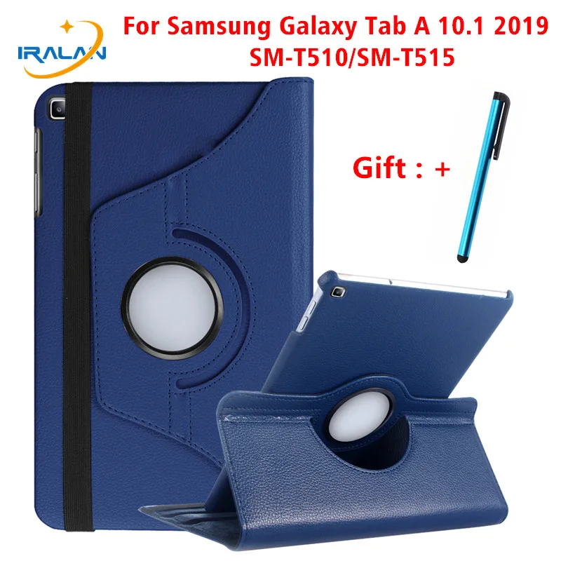 360 Rotating Case for Samsung Galaxy Tab A 10.1 2019 T510 T515 Stand PU Leather Cover for SM-T510 SM-T515 10.1 inch Cover+Stylus