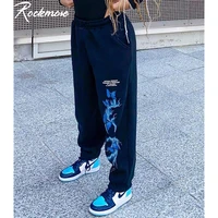 rockmore gothic butterfly lightning print sweatpants women casual baggy sports joggers high waisted trousers black cargo pants