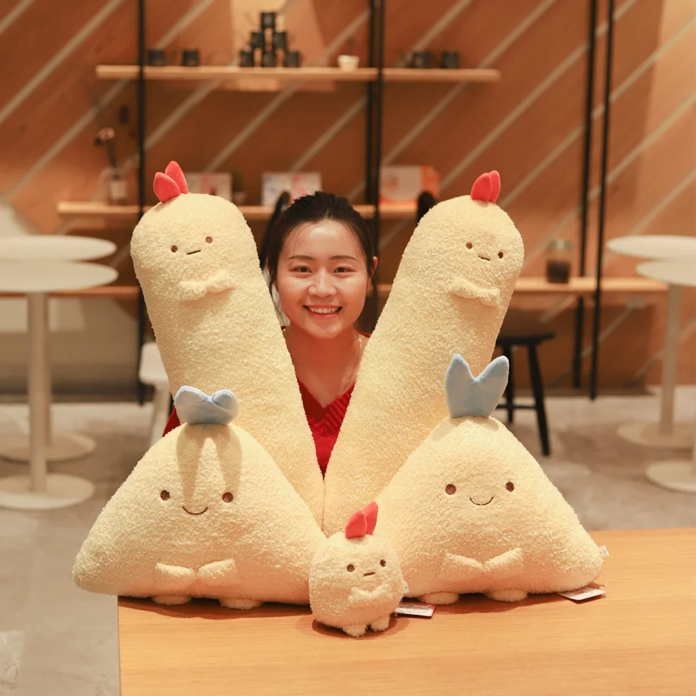 

Tempura Fried Shrimp Stuffed Toys Keychain Pillow Brinquedos Down Cotton Filled Plush Home Decoration Boy Girl Christmas Gifts
