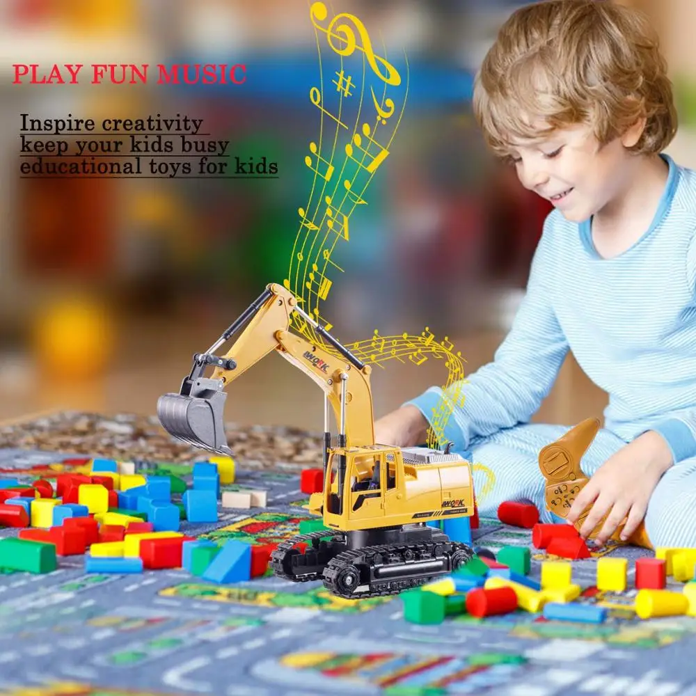 38531/24 8CHRC Excavator Die-cast Alloy Metal Construction Tractor 2.4Ghz Remote Control RC Engineer Truck Car Birthday Gift Toy | Игрушки и